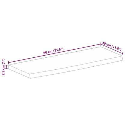 Tischplatte mit Baumkante 80x30x2,5 cm Massivholz Mango