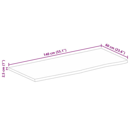 Tischplatte mit Baumkante 140x60x2,5 cm Massivholz Mango