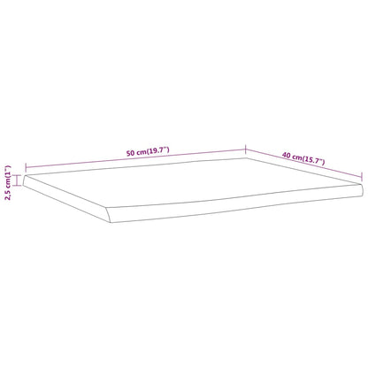 Tischplatte 50x40x2,5 cm Rechteckig Massivholz Akazie Baumkante