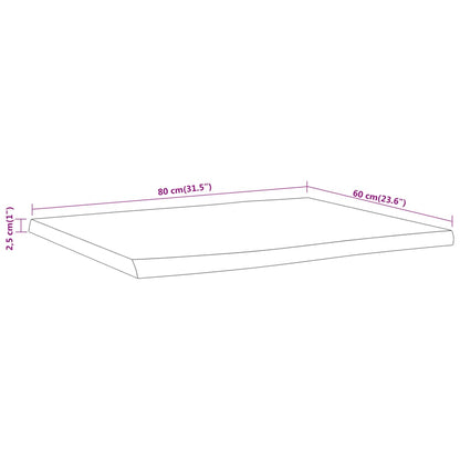 Tischplatte 80x60x2,5cm Rechteckig Massivholz Akazie Naturkante