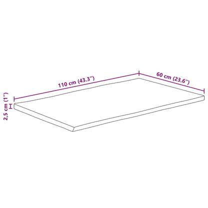 Tischplatte 110x60x2,5cm Rechteckig Massivholz Akazie Baumkante