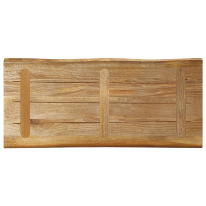 Tischplatte mit Baumkante 100x40x2,5 cm Raues Mango Massivholz