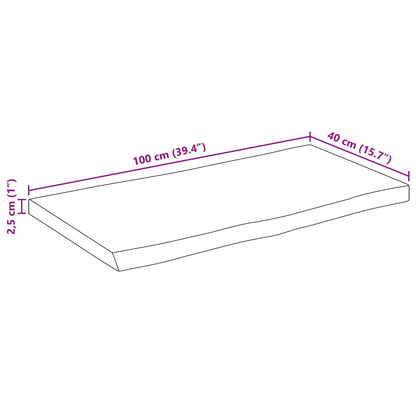 Tischplatte mit Baumkante 100x40x2,5 cm Raues Mango Massivholz