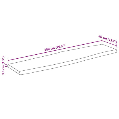 Tischplatte mit Baumkante 180x40x3,8 cm Raues Mango Massivholz