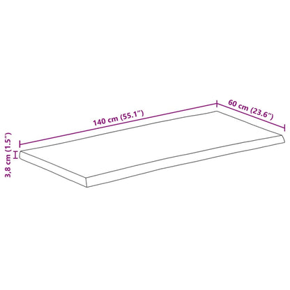 Tischplatte mit Baumkante 140x60x3,8 cm Raues Mango Massivholz
