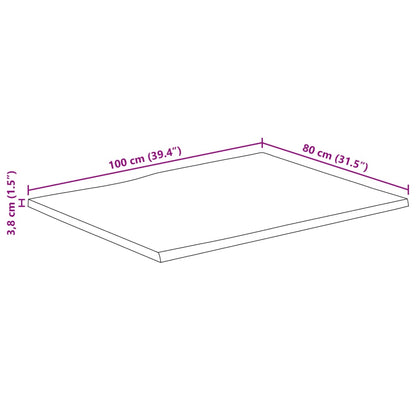 Tischplatte mit Baumkante 100x80x3,8 cm Raues Mango Massivholz