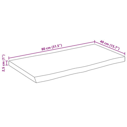 Tischplatte mit Baumkante 80x40x2,5 cm Massivholz Mango