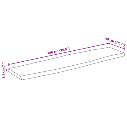 Tischplatte mit Baumkante 180x40x2,5 cm Massivholz Mango