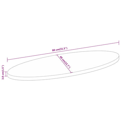 Tischplatte 80x40x3,8 cm Oval Massivholz Akazie