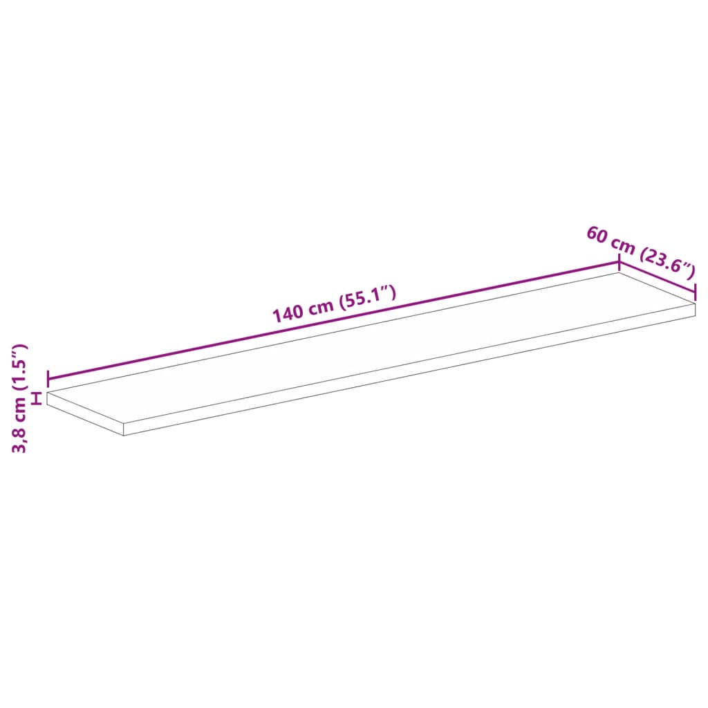 Tischplatte 140x60x3,8 cm Rechteckig Massivholz Akazie