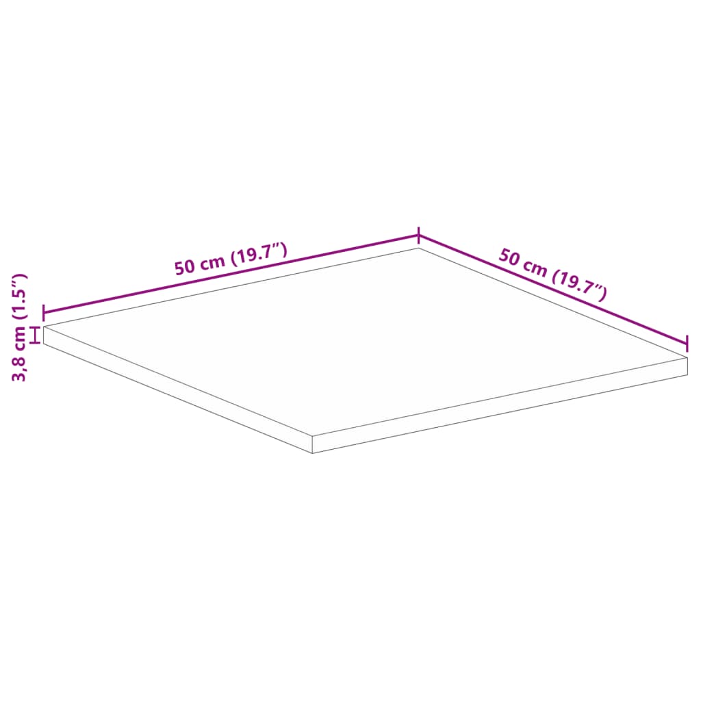 Tischplatte 50x50x3,8 cm Quadratisch Altholz Massiv