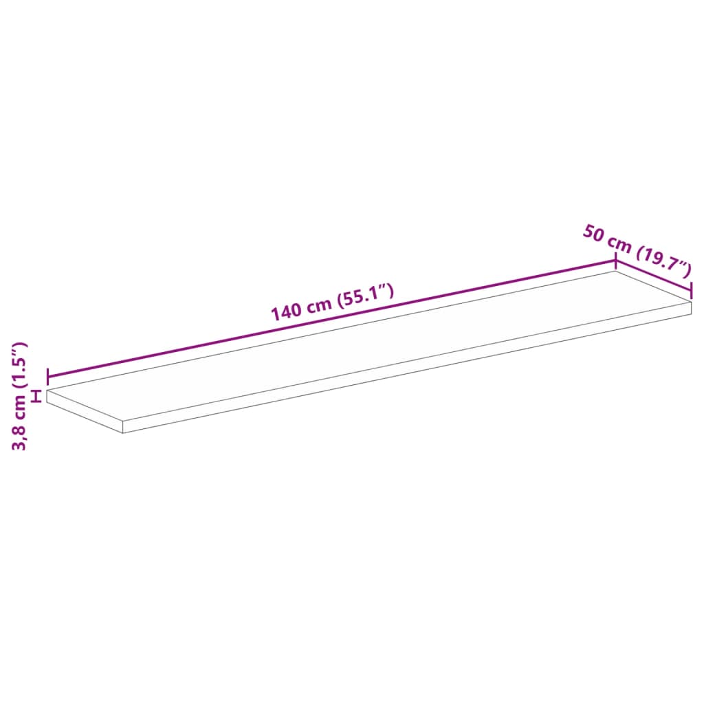 Tischplatte 140x50x3,8 cm Rechteckig Altholz Massiv