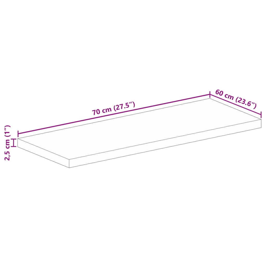 Tischplatte 70x60x2,5 cm Rechteckig Altholz Massiv