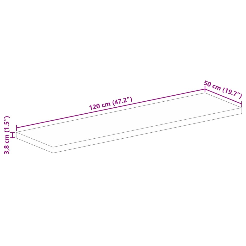 Tischplatte 120x50x3,8 cm Rechteckig Altholz Massiv