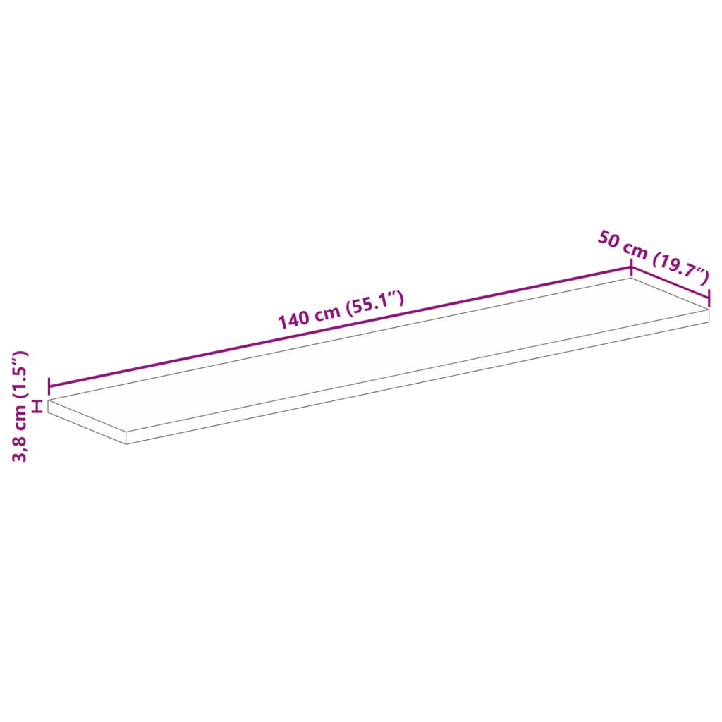 Tischplatte 140x50x3,8 cm Rechteckig Altholz Massiv