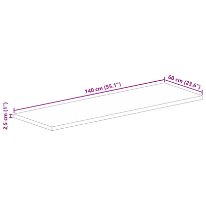 Tischplatte 140x60x2,5 cm Rechteckig Raues Massivholz Mango