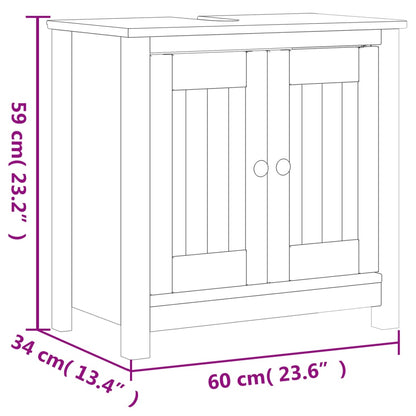 Waschbeckenunterschrank BERG Schwarz 60x34x59 cm Kiefernholz
