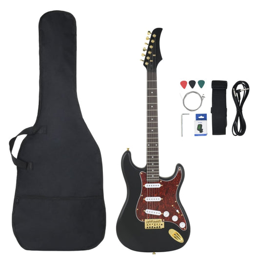 E-Gitarre für Anfänger mit Tasche Schwarz und Gold 4/4 39"