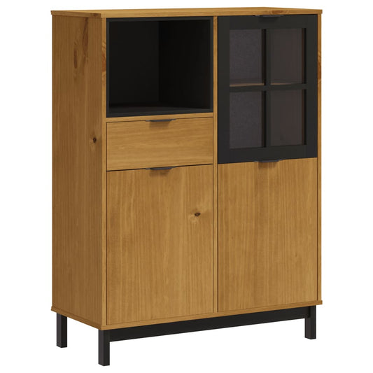 Highboard med glasdør FLAM 92x40x122,5 cm massiv fyrretræ