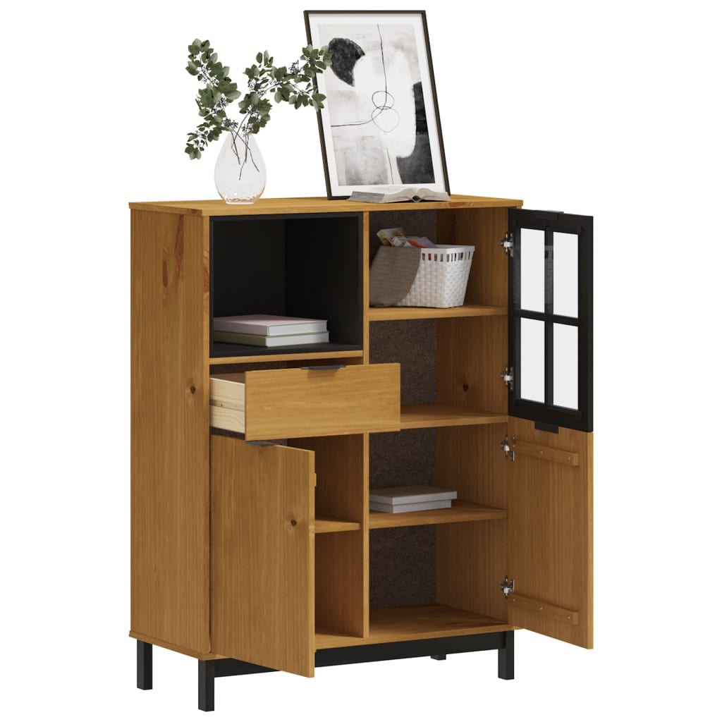 Highboard med glasdør FLAM 92x40x122,5 cm massiv fyrretræ