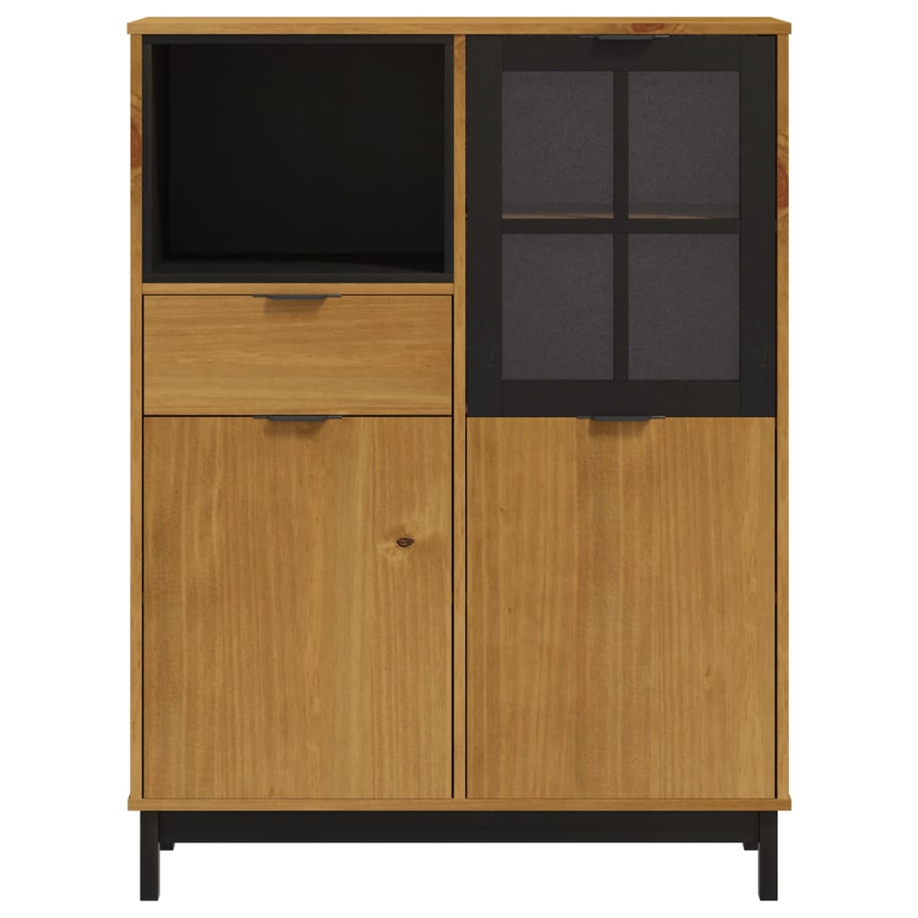 Highboard med glasdør FLAM 92x40x122,5 cm massiv fyrretræ