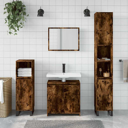 2-tlg. Badmöbel-Set Räuchereiche Holzwerkstoff