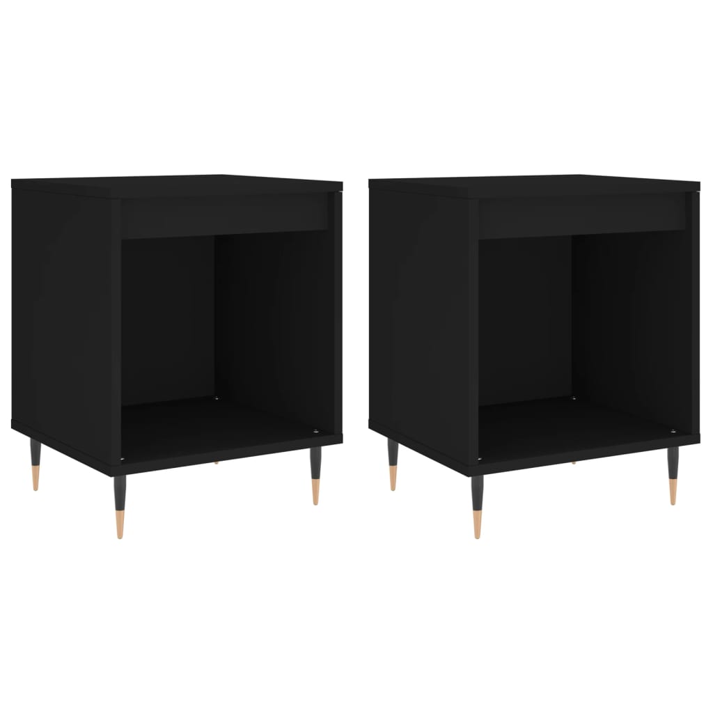 Sengeborde 2 stk Sort 40x35x50 cm træmateriale
