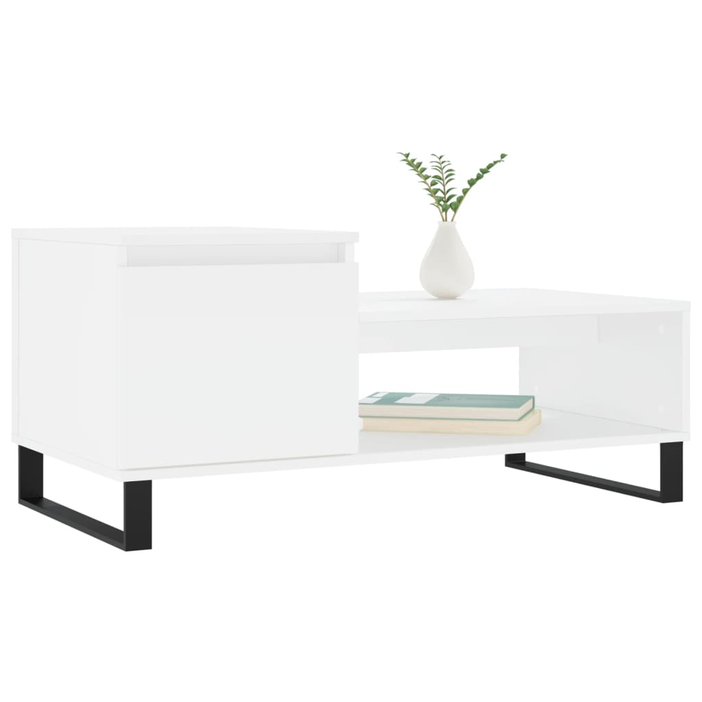 Sofabord Hvid 100x50x45 cm Træ Materiale