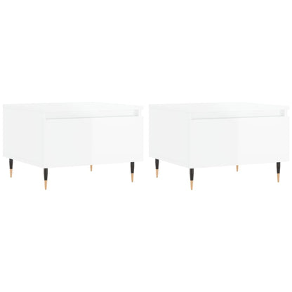 Sofaborde 2 stk Højglans hvid 50x46x35 cm træmateriale