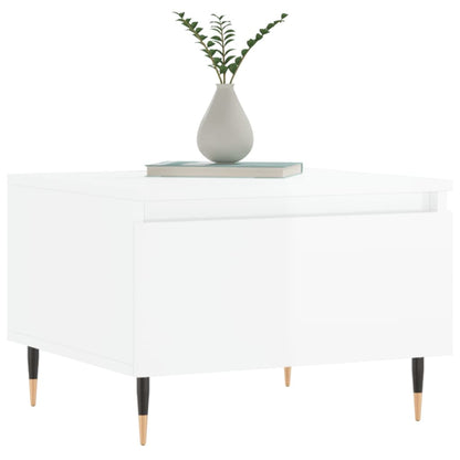 Sofaborde 2 stk Højglans hvid 50x46x35 cm træmateriale