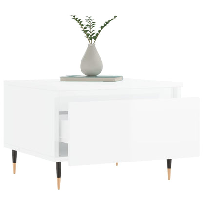 Sofaborde 2 stk Højglans hvid 50x46x35 cm træmateriale