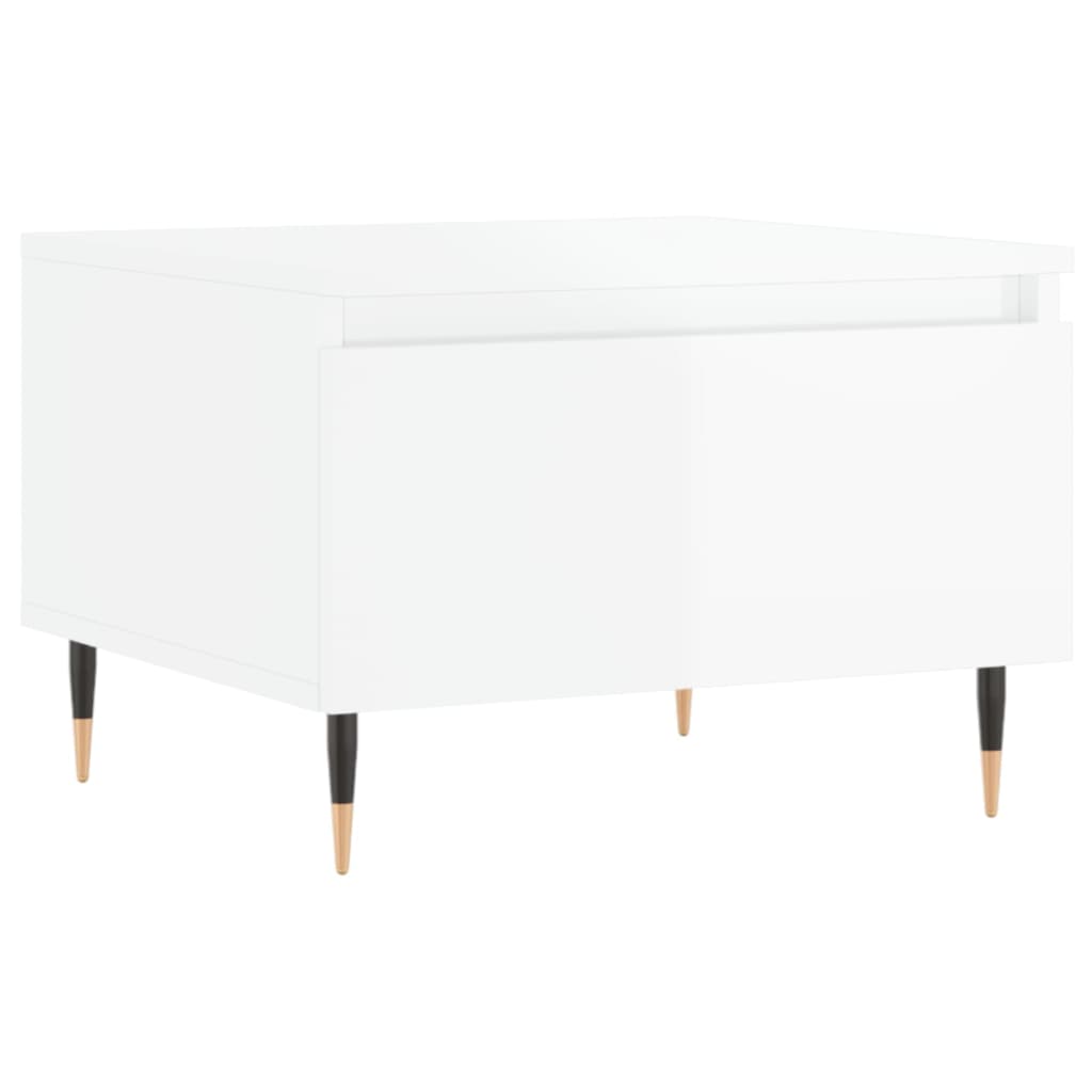 Sofaborde 2 stk Højglans hvid 50x46x35 cm træmateriale