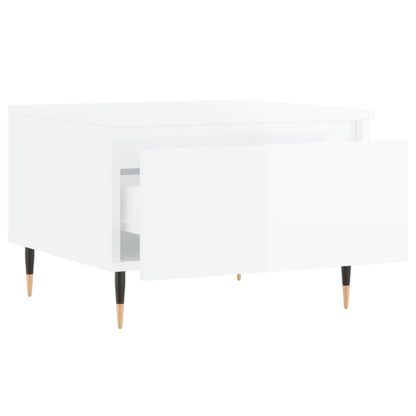 Sofaborde 2 stk Højglans hvid 50x46x35 cm træmateriale