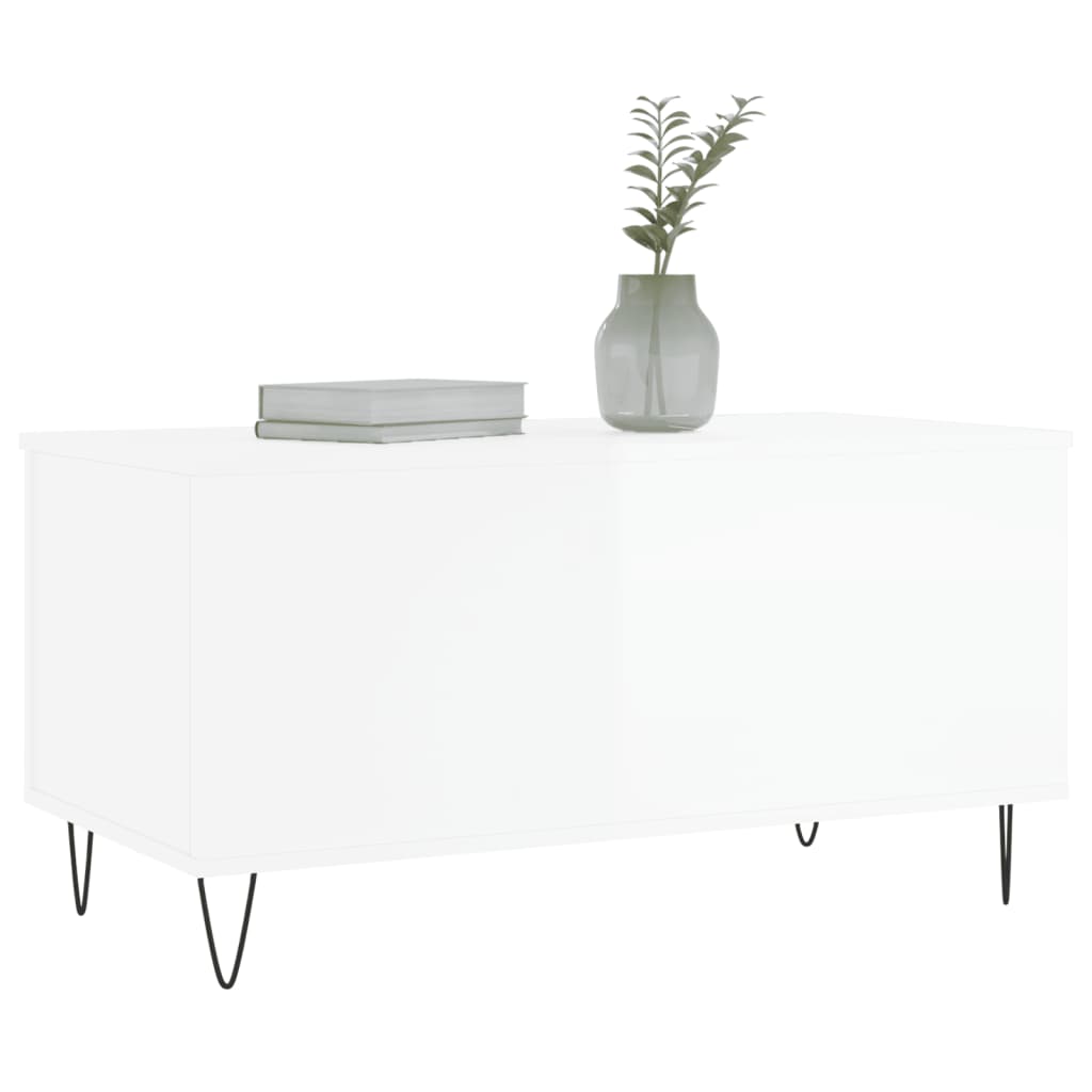 Couchtisch Hochglanz-Weiß 90x44,5x45 cm Holzwerkstoff