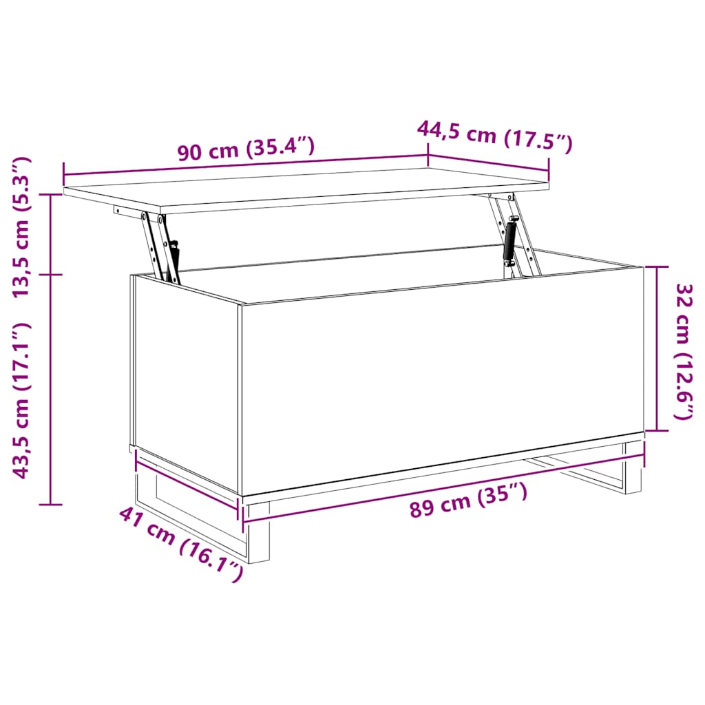Couchtisch Grau Sonoma 90x44,5x45 cm Holzwerkstoff