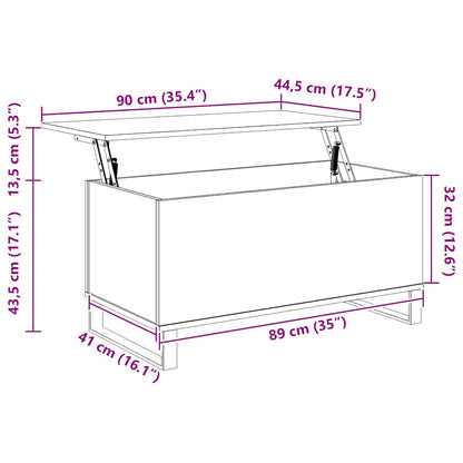 Couchtisch Grau Sonoma 90x44,5x45 cm Holzwerkstoff