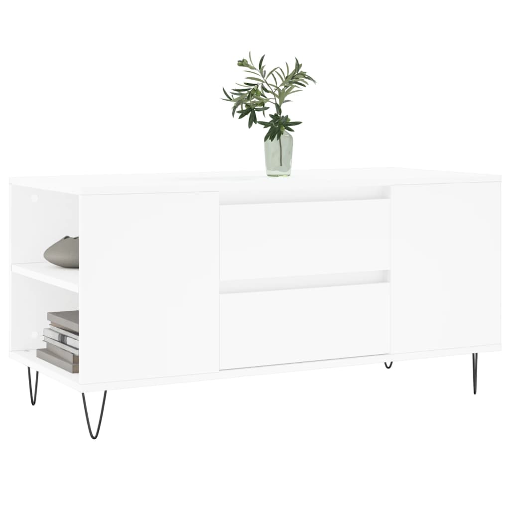 Sofabord Hvid 102x44,5x50 cm Træ Materiale