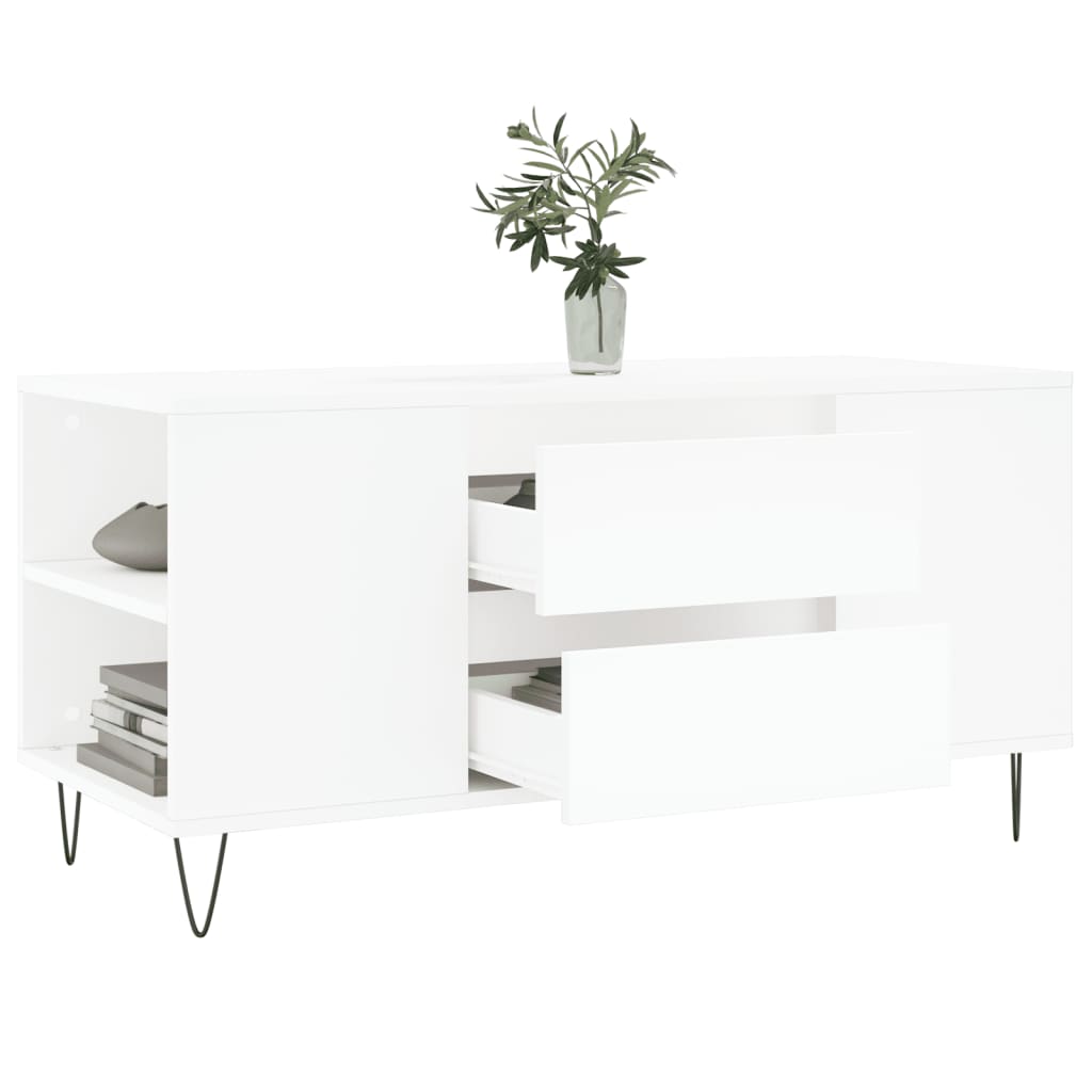 Sofabord Hvid 102x44,5x50 cm Træ Materiale