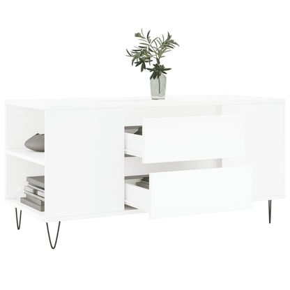 Sofabord Hvid 102x44,5x50 cm Træ Materiale