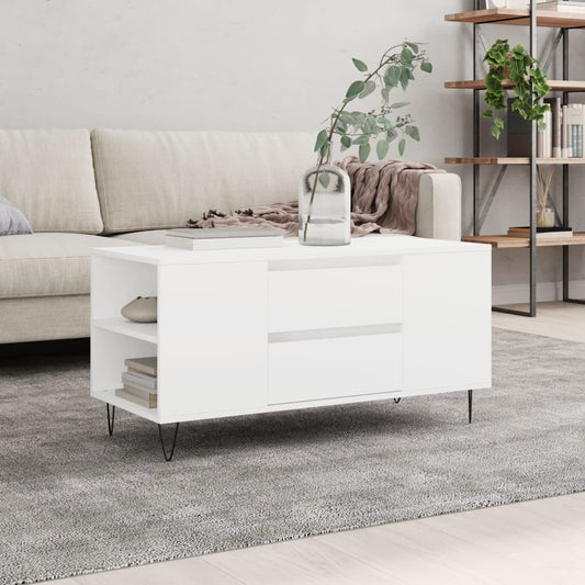 Sofabord Hvid 102x44,5x50 cm Træ Materiale