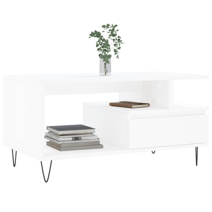 Sofabord Hvid 90x49x45 cm Træ Materiale