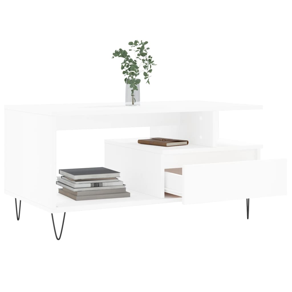 Sofabord Hvid 90x49x45 cm Træ Materiale
