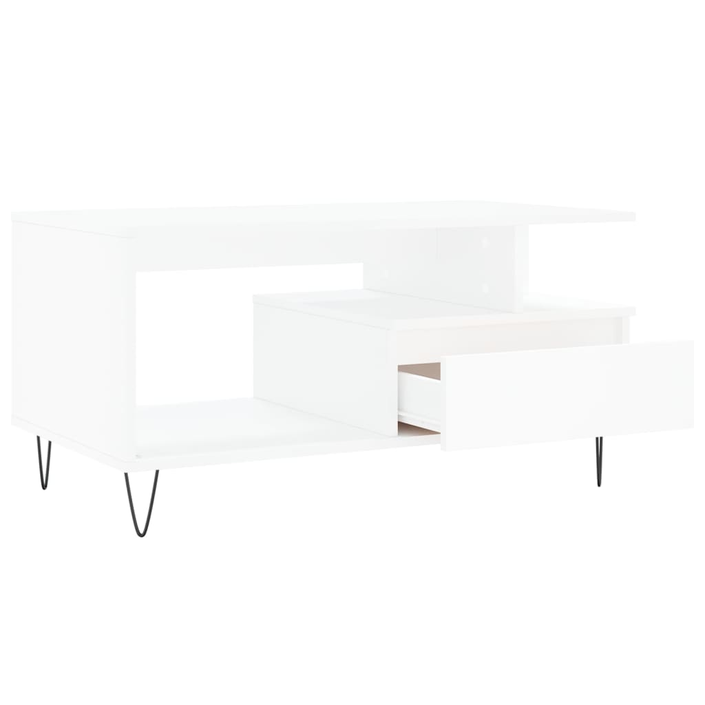 Sofabord Hvid 90x49x45 cm Træ Materiale