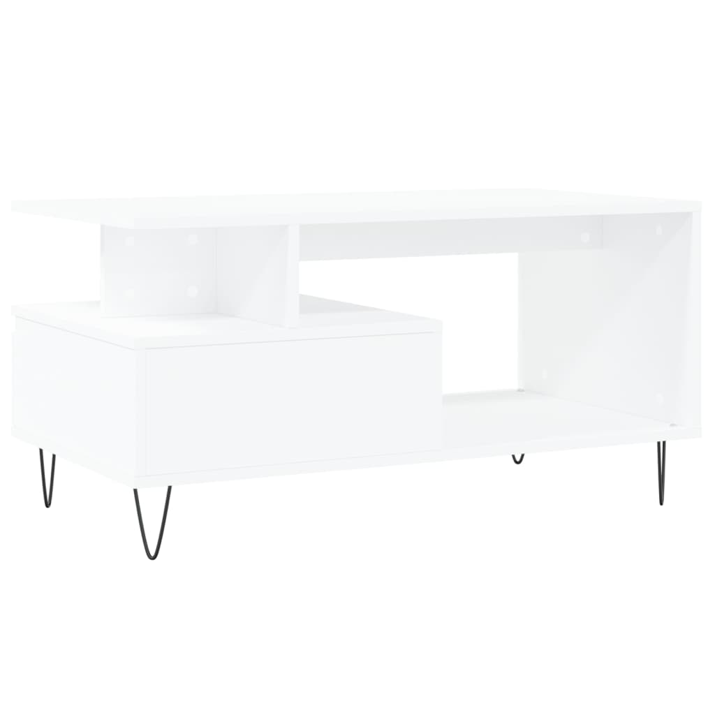 Sofabord Hvid 90x49x45 cm Træ Materiale