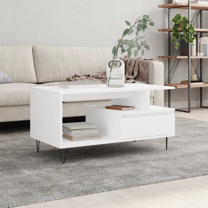 Sofabord Hvid 90x49x45 cm Træ Materiale