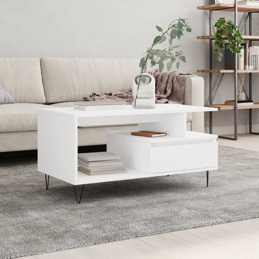 Sofabord Hvid 90x49x45 cm Træ Materiale