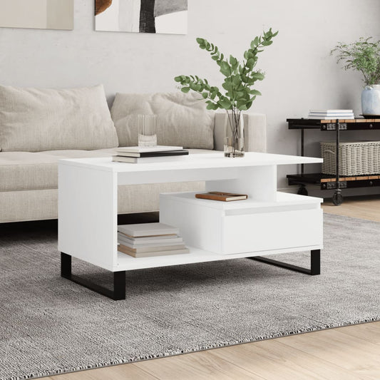 Sofabord Hvid 90x49x45 cm Træ Materiale