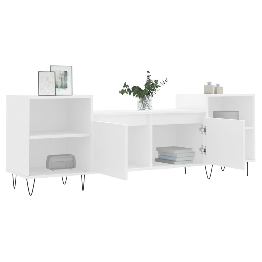 TV-skab Hvid 160x35x55 cm Træ Materiale