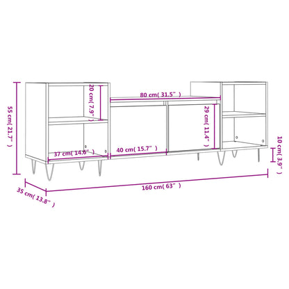 TV-skab Hvid 160x35x55 cm Træ Materiale