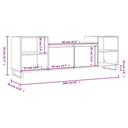 TV-skab Hvid 160x35x55 cm Træ Materiale